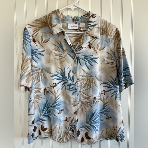 Alfred Dunner vintage button up scalloped hem women’s size 16 linen blend - Picture 1 of 7